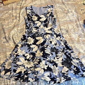 Tommy Hilfiger Black and White Floral Midi Dress